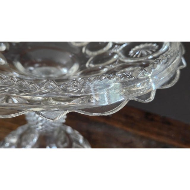 Transparent Vintage Daisy & Button Clear Pressed-Glass Pedestal Compote For Sale - Image 8 of 15