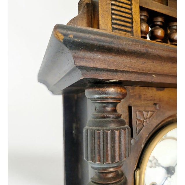 Brown Antique Junghans German Regulator Wall Clock with Pendulum, 1890 For Sale - Image 8 of 15