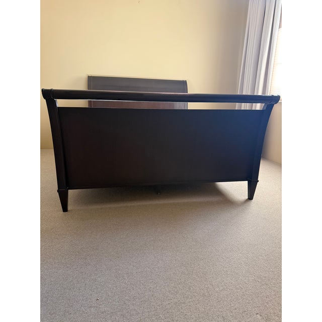 Mahogany Queen Size Sleigh Bed designed by Barbara Barry Not being sold with mattress and boxspring • Description: A...