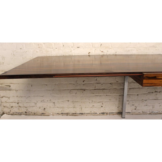 Brown Mid-Century Modern Macassar and Chrome Dining Table Attributed to Fritz Schroder K.-G. For Sale - Image 8 of 18