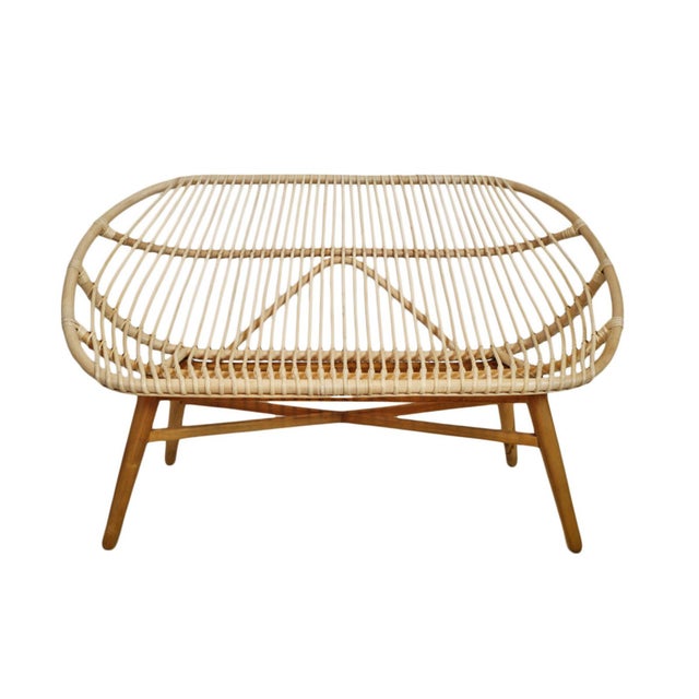Rattan Oval Bench | Chairish