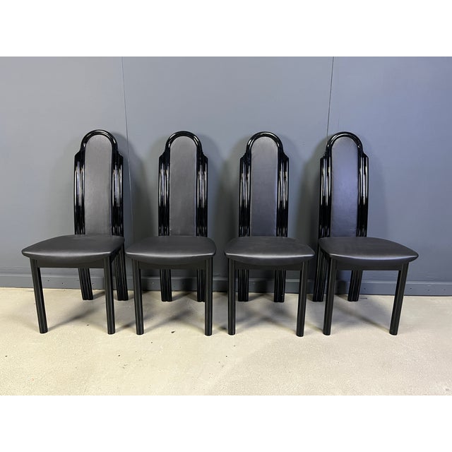 Vintage Italian Lacquered Wood Dining Chairs, 1980s, Set of 4 For Sale - Image 11 of 11