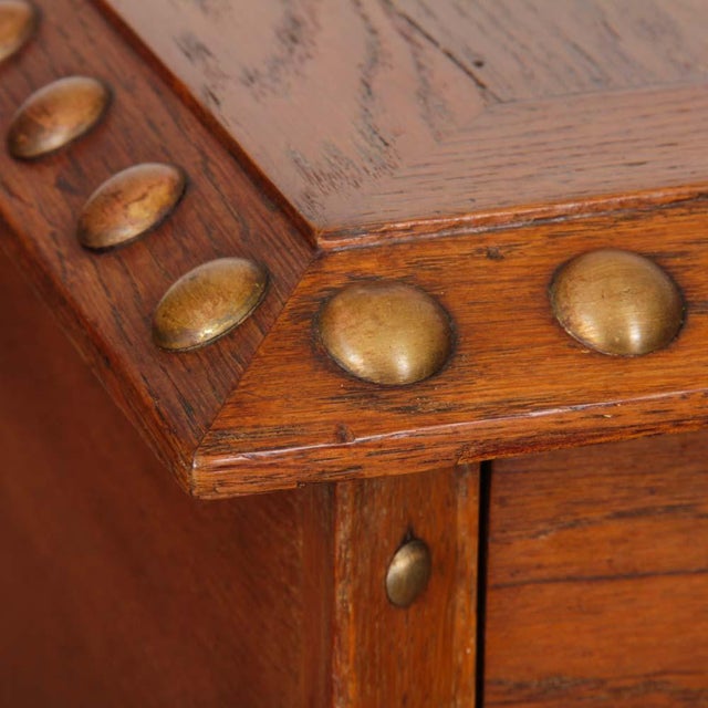 1940s Oak and Brass Desk in the style of Charles Dudouyt, 1940 For Sale - Image 5 of 9