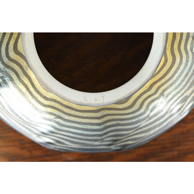 Glass Louis Comfort Tiffany Favrile Iridescent Art Glass Damascene Lamp Shade, Circa 1910 For Sale - Image 7 of 9