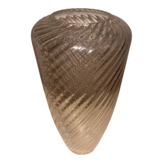Signed Cenedese Murano Monumental Swirl Glass Vase, 22” Tall For Sale