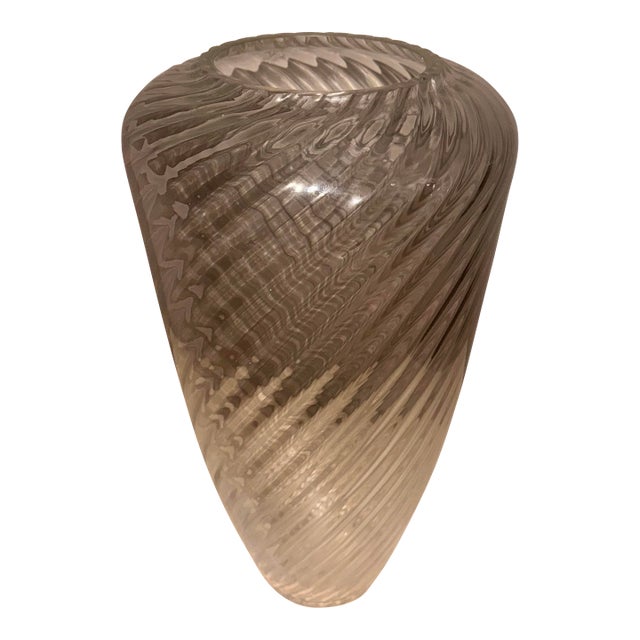 Signed Cenedese Murano Monumental Swirl Glass Vase, 22” Tall For Sale