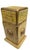 A vintage handcrafted terracotta covered urn featuring an antiqued crackle-painted finish with gilt accents and raised...