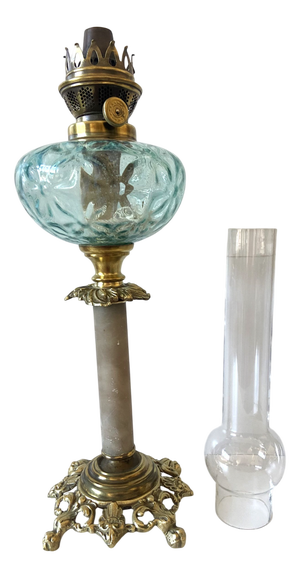 Antique Art Nouveau French Kerosene Oil Lamp, 1900s