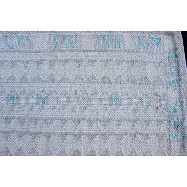 Modern Swedish Design Rug With All-Over Design in White, Taupe & Light Blue For Sale - Image 10 of 13