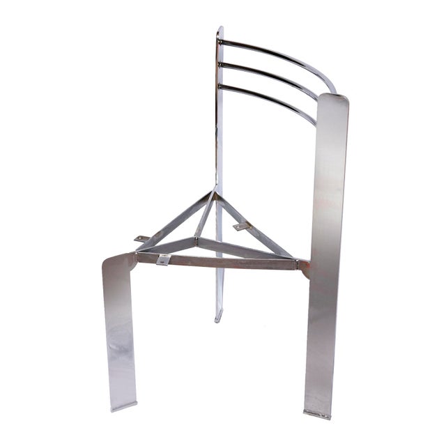 1980's Post Modern, Three Legged Chrome Milan Chairs Set/ 4 For Sale - Image 10 of 11