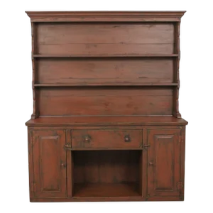 Primitive Country Painted Bench Made Pewter Cabinet