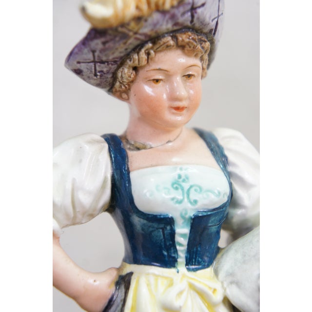 Ceramic Antique Continental Majolica Figural Spill Vase Pheasant Woman Tree Trunk Figure For Sale - Image 7 of 12