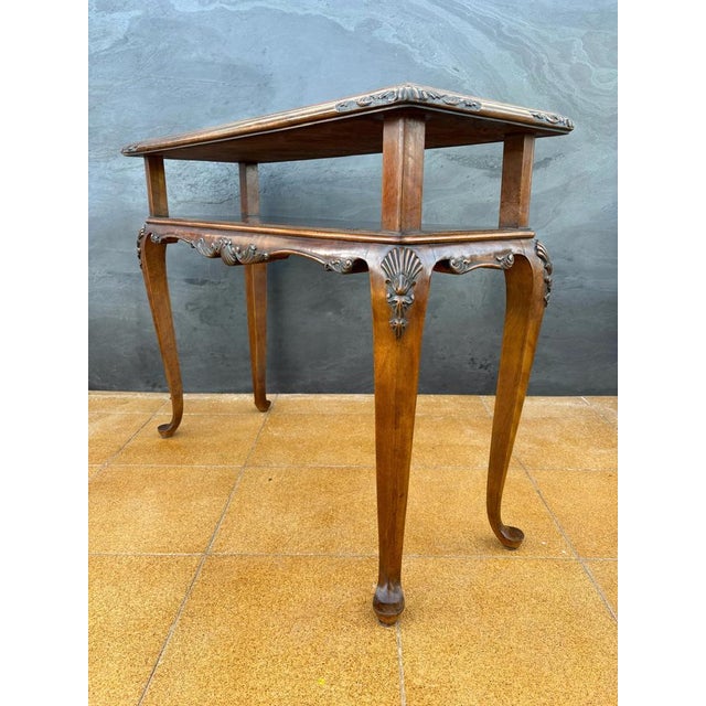French Louis XV Style Carved Console Table with Cabriolé Legs, 1950 For Sale - Image 12 of 16