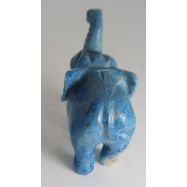Hand-Carved Miniature Elephant of Naturally Occurring Blue and Brown Sodalite Stone For Sale - Image 10 of 12