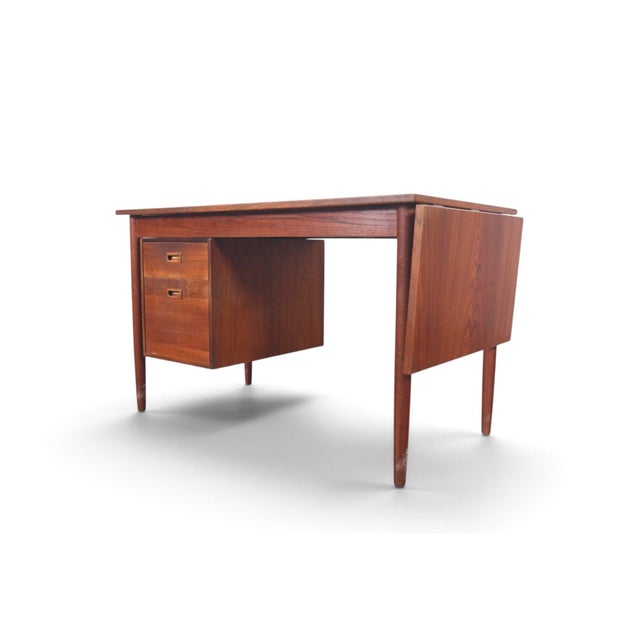 Scandinavian Modern Drop Leaf Desk With Movable Case in Teak For Sale - Image 10 of 16