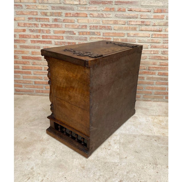 Antique Solid Wood Chest with Turned Columns, 1920s For Sale - Image 11 of 12