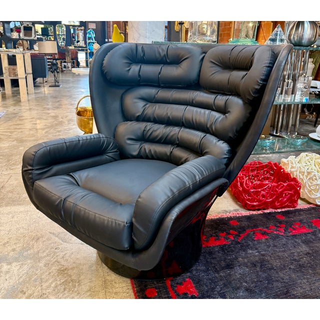 1960s Joe Colombo Swivel "Elda" Leather Lounge Chair For Sale - Image 11 of 11