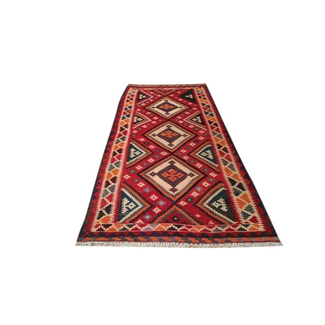 Vintage 10 Ft. Kilim Hand Made Wide Runner Rug - 4′4″ × 9′10″ - Size Cat. 5x8 6x9 For Sale