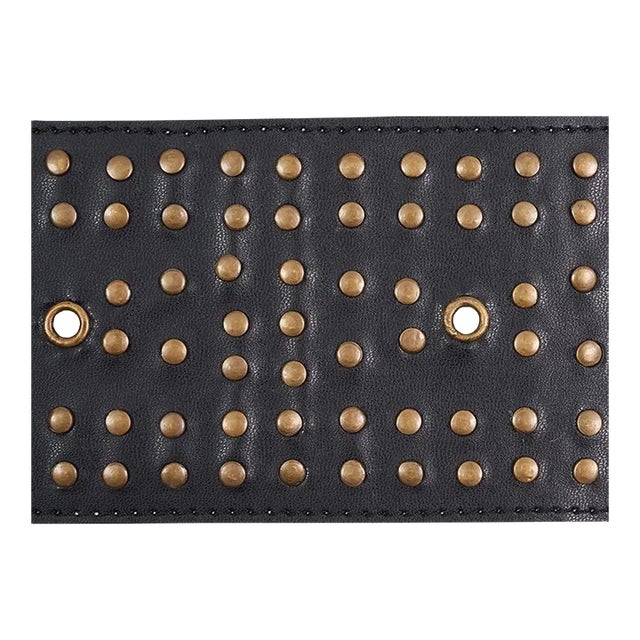 Sample - Schumacher Studded Leather Trim in Black For Sale