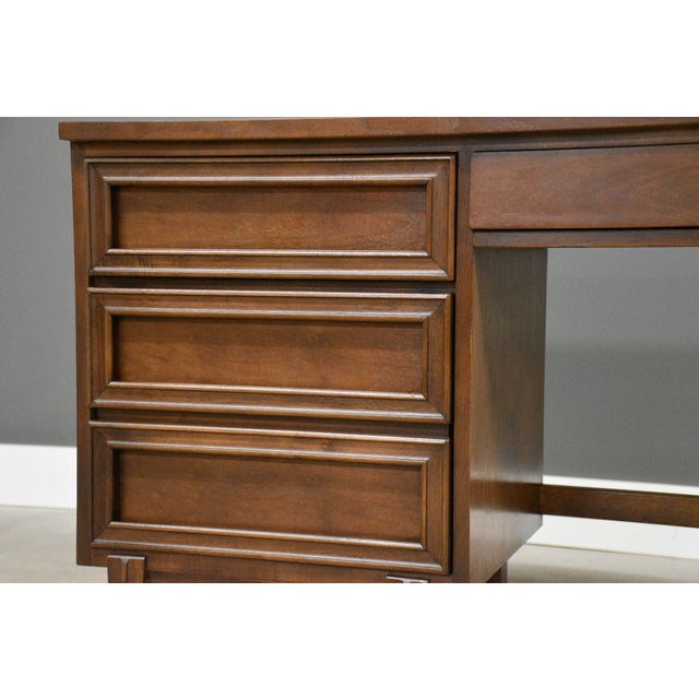 1960s 1960s Restored Walnut Mid Century Desk by Pepplers Furniture For Sale - Image 5 of 11