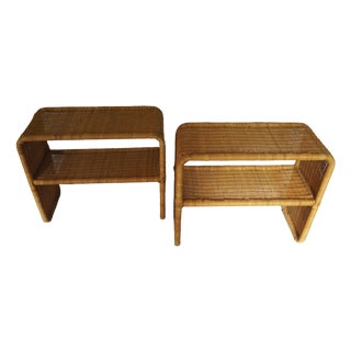 Rattan Side or Bedside Tables attributed to Henning Korch, Italy, 1970s, Set of 2 For Sale