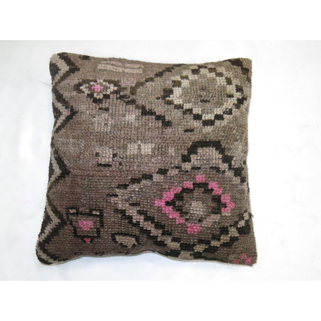 Mid 20th Century Vintage Bohemian Tribal Turkish Rug Pillow - 1'8" x 1'8" For Sale - Image 5 of 5