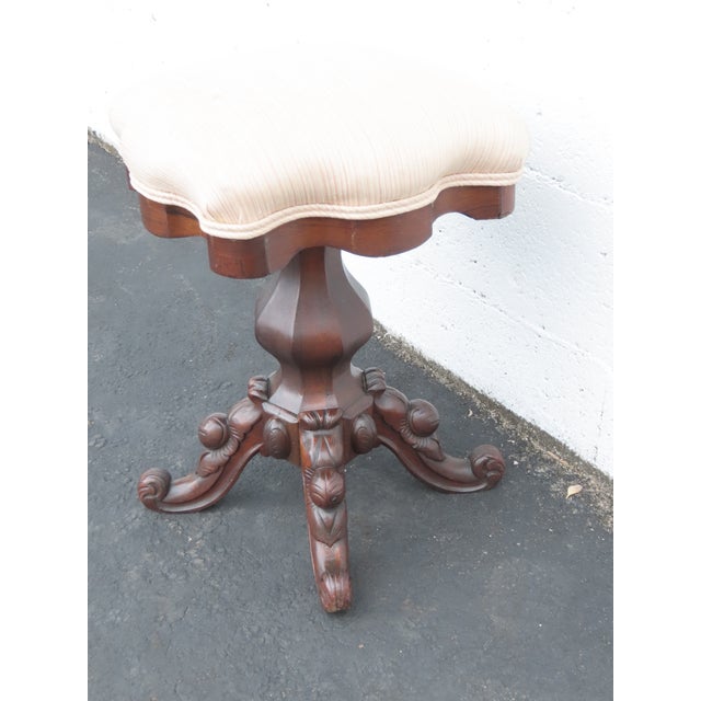 Traditional Empire Late 1800s Adjustable Swivel Piano Stool Ottoman 6414 For Sale - Image 3 of 13