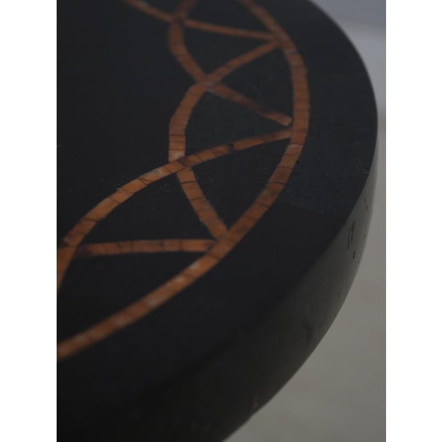 Tessellated Marble Stone Top Iron Base Side Table For Sale - Image 10 of 13