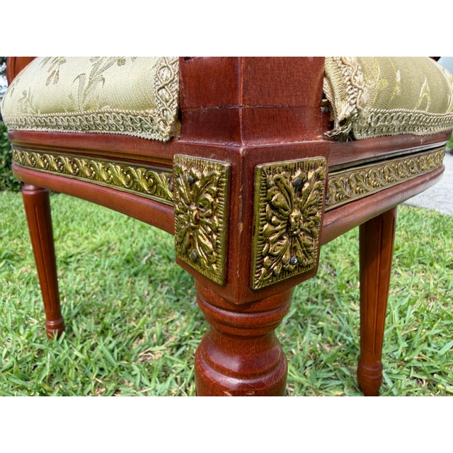 Wood Vintage Fejomi Spanish Louis XVI Style Mahogany Bergère Armchair For Sale - Image 7 of 12