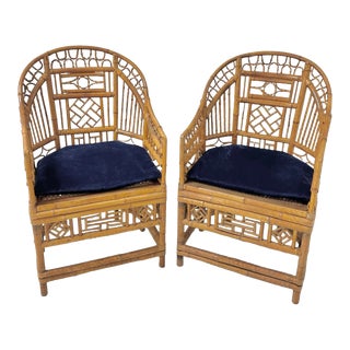 Pair of Mid-Century Brighton Pavilion Rattan and Bamboo Chairs For Sale