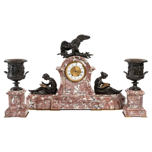 Antique 19th Century Bronze Mantel Set, Set of 3 For Sale - Image 16 of 16