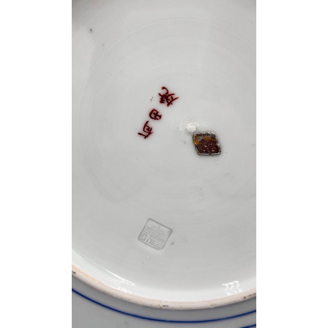 Japanese Antique Japanese Imari Arita Floral & Phoenix Porcelain Large Charger Platter For Sale - Image 3 of 9