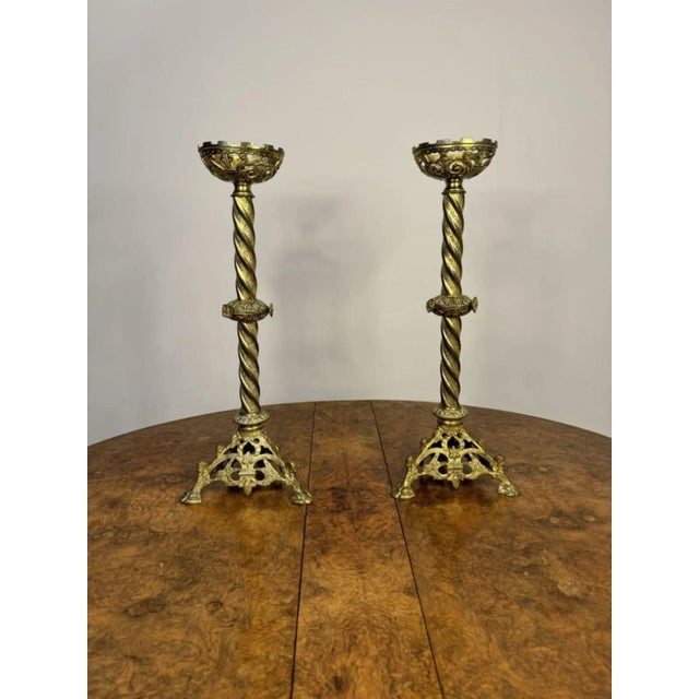 Large Antique Victorian Church Candlesticks, 1860, Set of 2 For Sale - Image 6 of 6