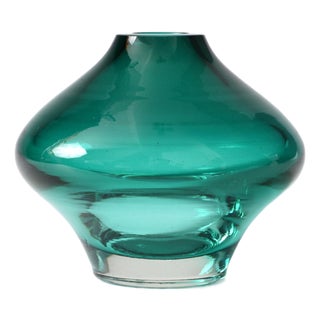 Scandinavian Green Glass Vase by Aimo Okkolin for Riihimaki, 1960s For Sale