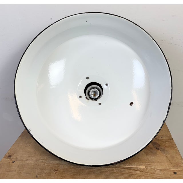 Large Industrial Black Enamel Factory Lamp with Cast Iron Top from Elektrosvit, 1950s For Sale - Image 18 of 18