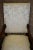 Vintage (1940s) High Back Chair has a French Style. The Wood is Walnut. Carved Wood. Stretcher Base. Cherry Blossom Fabric...