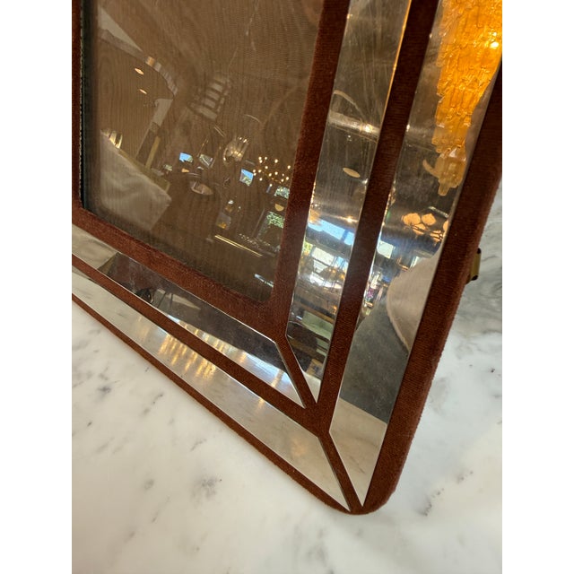 Italian Chrome and Burgundy Suede Picture Frame, 1970s For Sale In Los Angeles - Image 6 of 9