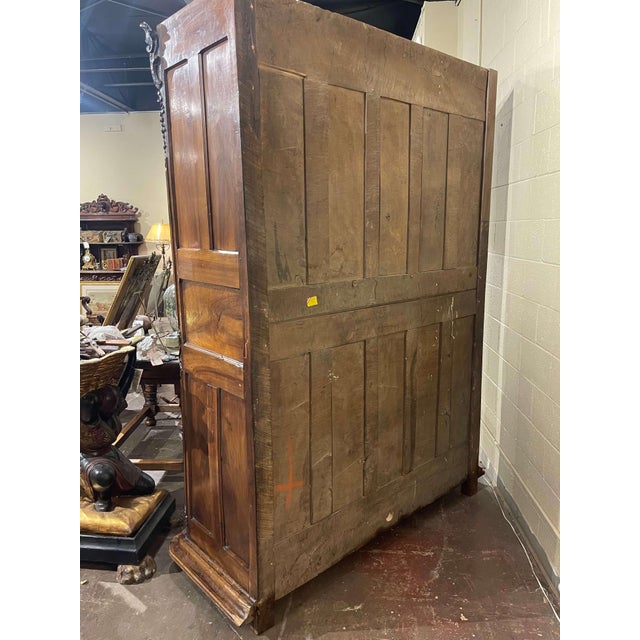 18th Century French Louis XV Carved Walnut Armoire From Lyon For Sale - Image 18 of 18