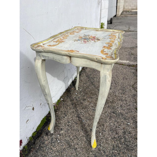 Wood Antique Italian Hand Painted Venetian Florentine Wood Accent Table For Sale - Image 7 of 10