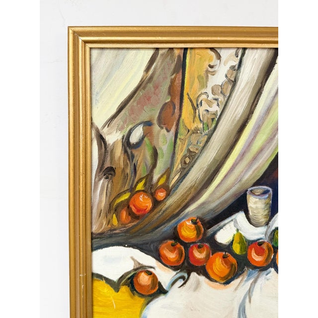Textile Vintage Original Signed by Leonello 1965 Fruit Still Life Acrylic Canvas For Sale - Image 7 of 8