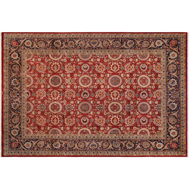 Burnt Orange Shabby Chic 1990's Agra Tabriz Pak-Persian Rust/ Wool Rug - 9'3'' X 12'4'' For Sale - Image 8 of 9
