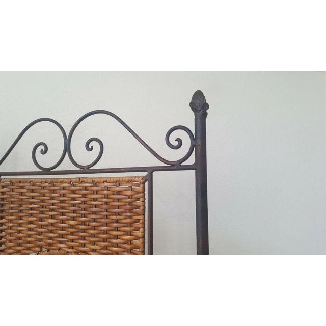 Metal Vintage Oriental Style 3 Panel Room Divider Wrought Iron Frame For Sale - Image 7 of 8