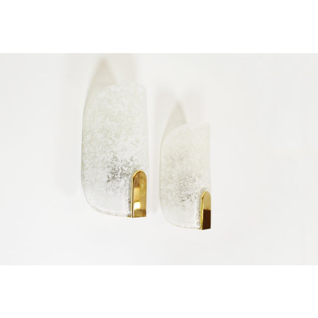 Gold Large Wall Lamps in Brass and Glass from Hillebrand Leuchten, 1970s, Set of 2 For Sale - Image 8 of 8