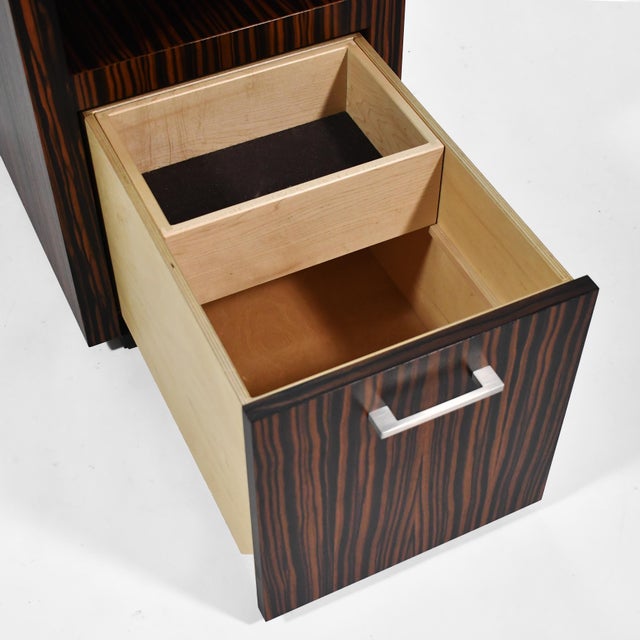 Bespoke Nightstands in Zebra Wood (Pair) For Sale - Image 9 of 11