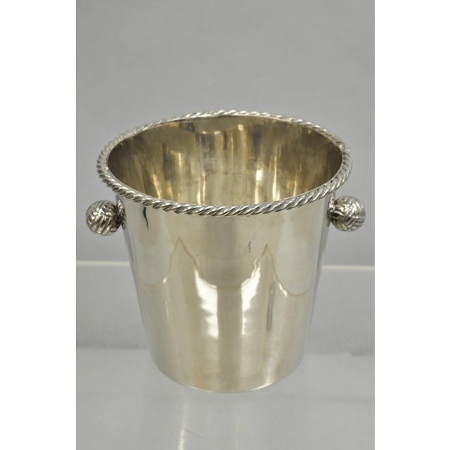 Mid 20th Century Hollywood Regency Silver Plated Champagne Chiller Ice Bucket With Knot Handles For Sale - Image 12 of 12