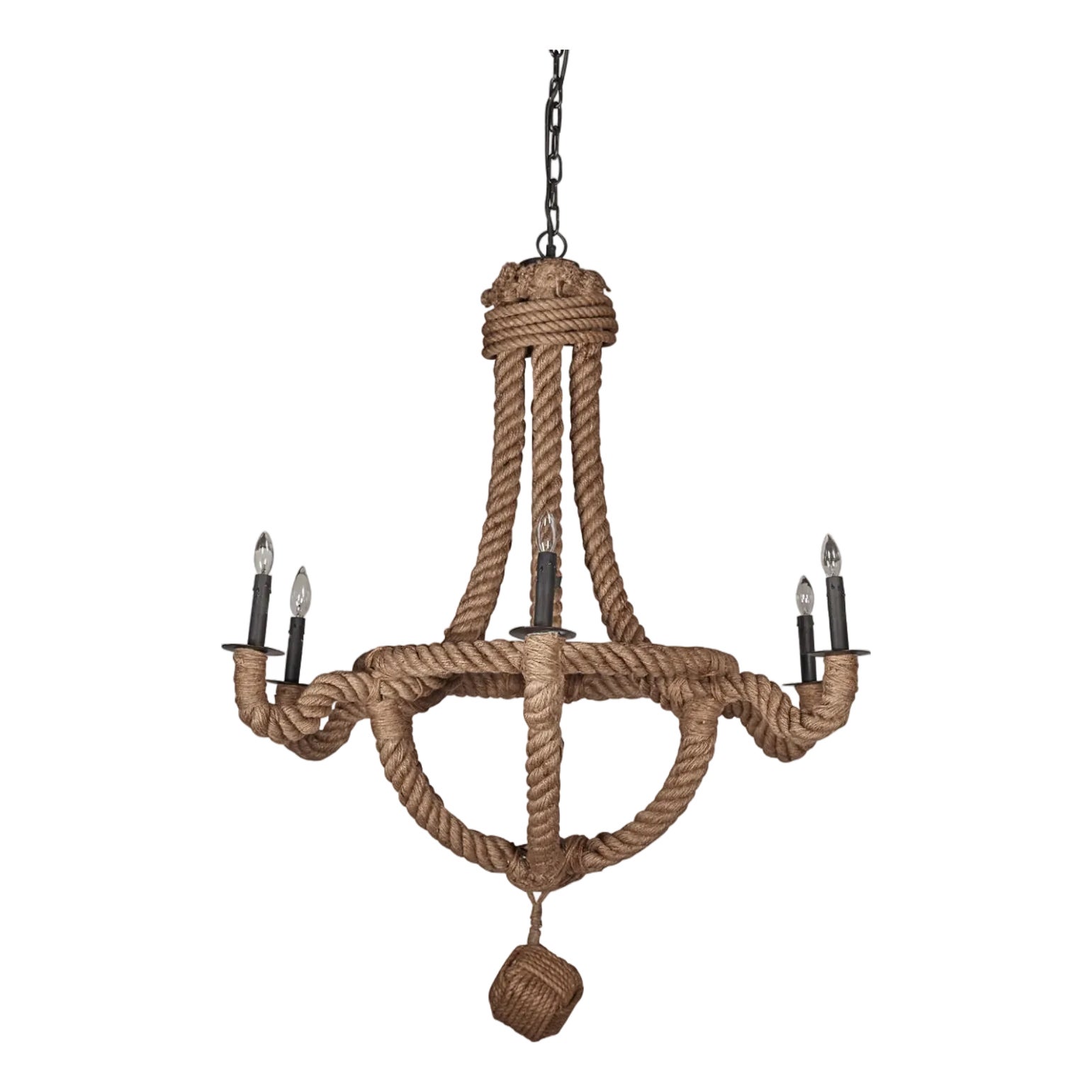 Matthew Izzo Home Six Arm Rope Chandelier | Chairish