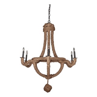 Matthew Izzo Home Six Arm Rope Chandelier For Sale