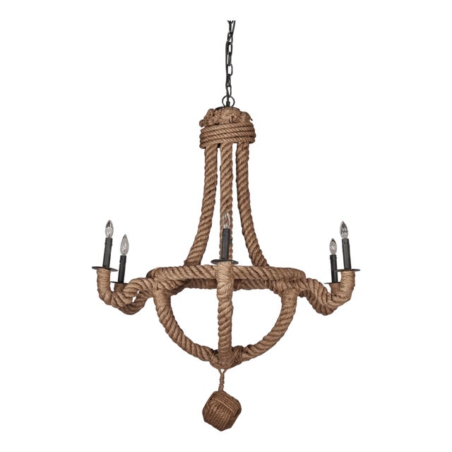 Matthew Izzo Home Six Arm Rope Chandelier For Sale