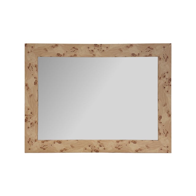 This mirror features a faux wood frame with subtle burl detailing, adding organic texture and warmth to any space. Care...