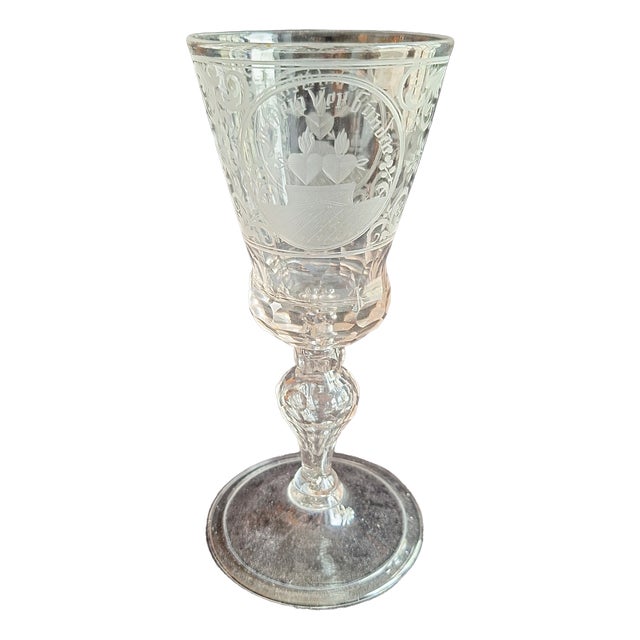 Baroque German Wedding Goblet in Cut Glass, 1750 For Sale